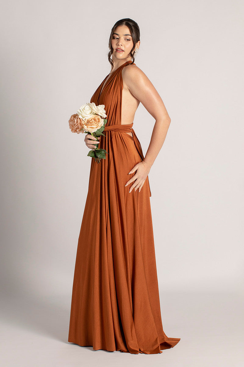 Luxe Satin Ballgown Multiway Infinity Dress in Copper