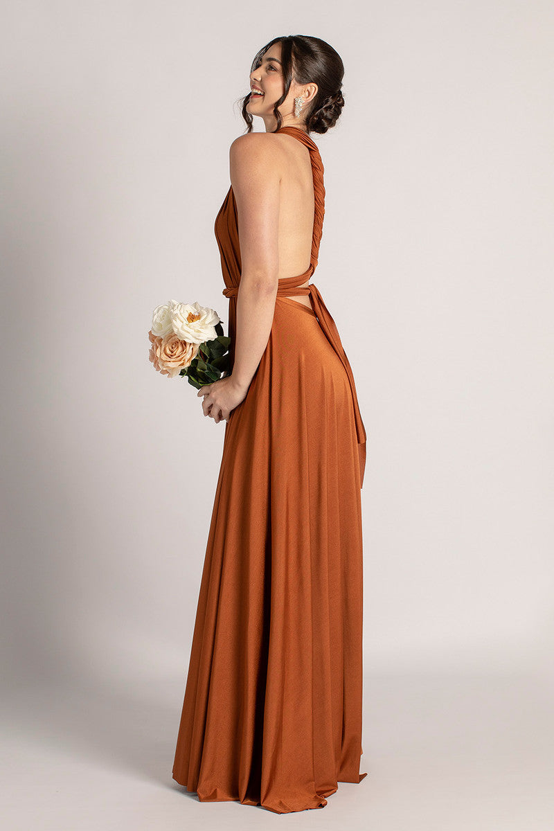 Luxe Satin Ballgown Multiway Infinity Dress in Copper