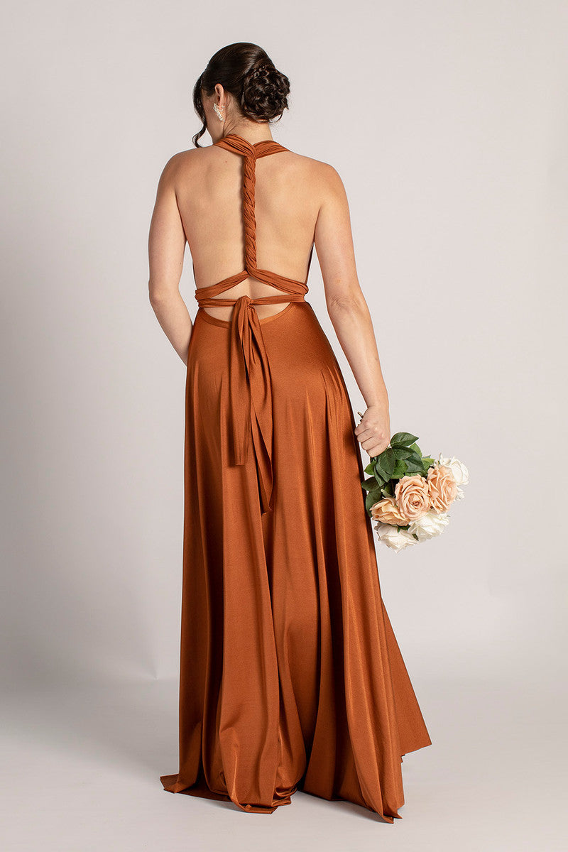 Luxe Satin Ballgown Multiway Infinity Dress in Copper