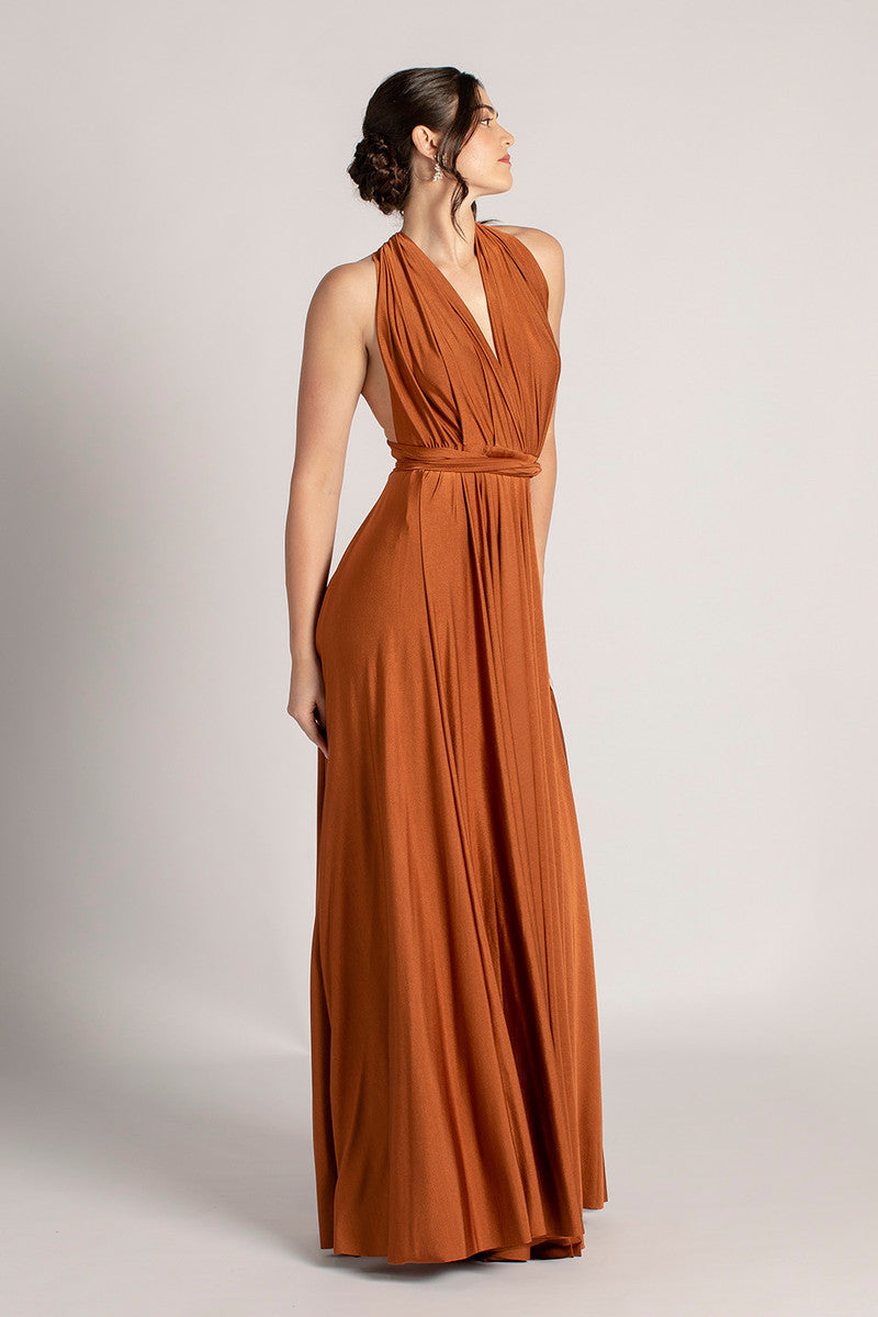 Luxe Satin Ballgown Multiway Infinity Dress in Copper