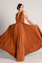 Luxe Satin Ballgown Multiway Infinity Dress in Copper