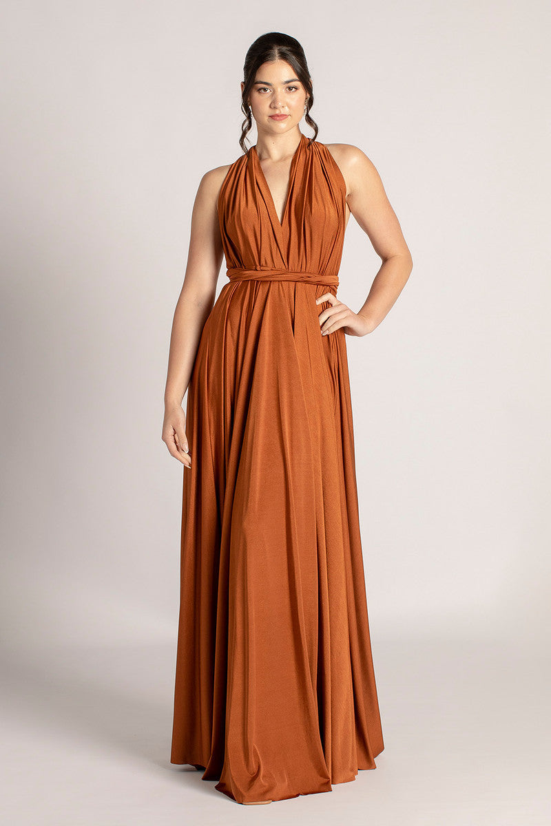 Luxe Satin Ballgown Multiway Infinity Dress in Copper