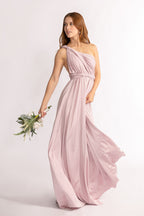 Luxe Satin A-line Multiway Infinity Dress in Blush Rose