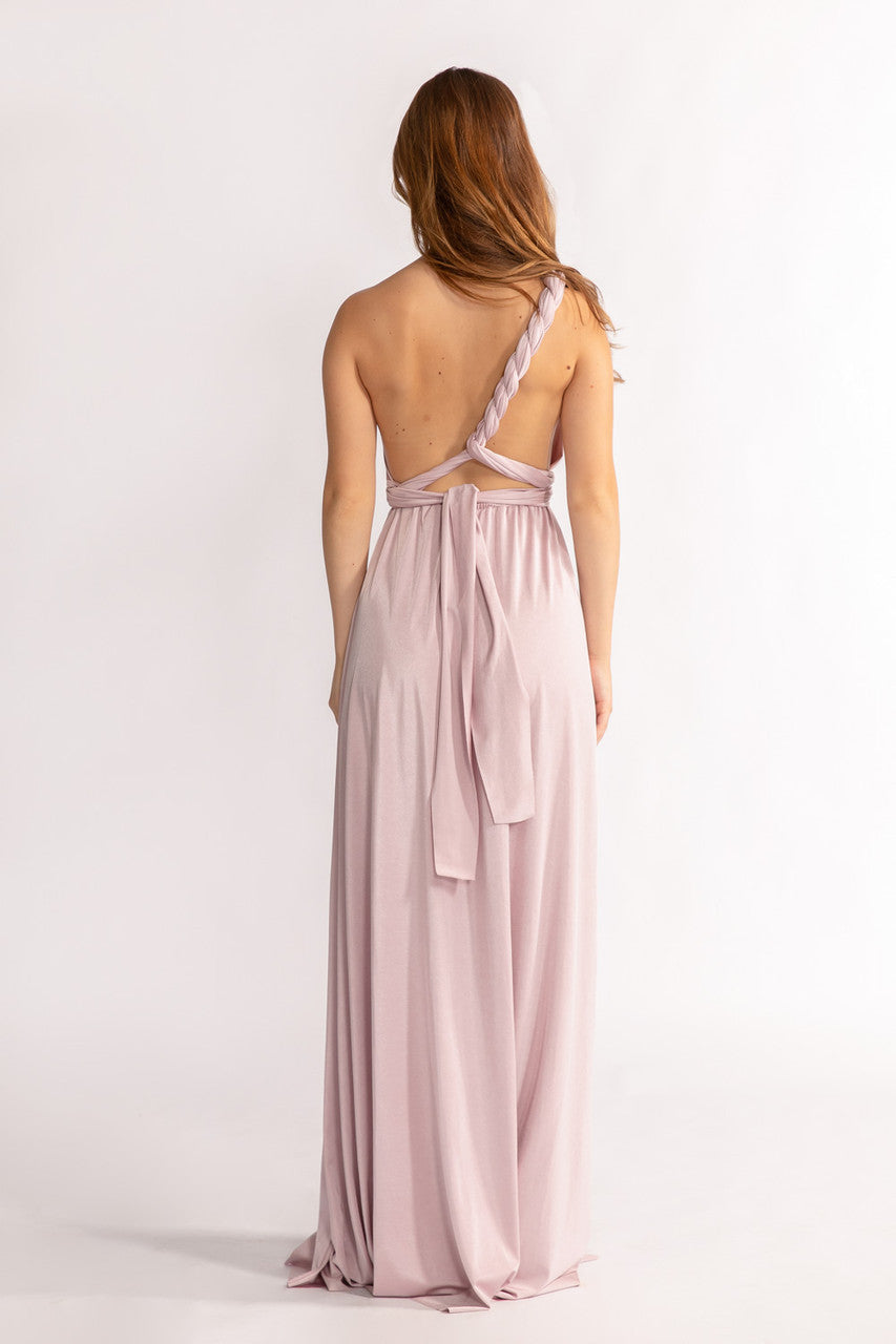 Luxe Satin A-line Multiway Infinity Dress in Blush Rose