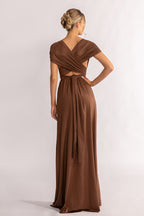 Luxe Satin A-line Multiway Infinity Dress in Chocolate