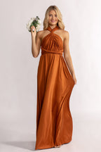 Luxe Satin A-line Multiway Infinity Dress in Copper