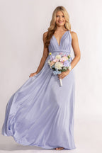 Luxe Satin A-line Infinity Dress in Lavender