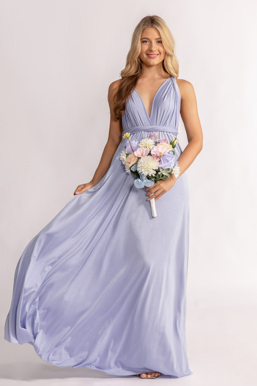 Luxe Satin A-line Infinity Dress in Lavender