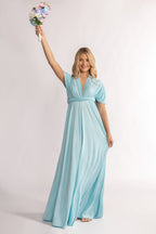 Luxe Satin A-line Multiway Infinity Dress in Light Blue