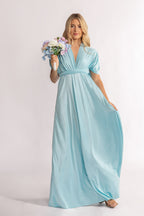Luxe Satin A-line Multiway Infinity Dress in Light Blue