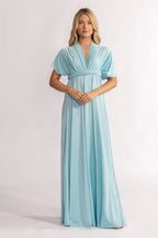 Luxe Satin A-line Multiway Infinity Dress in Light Blue