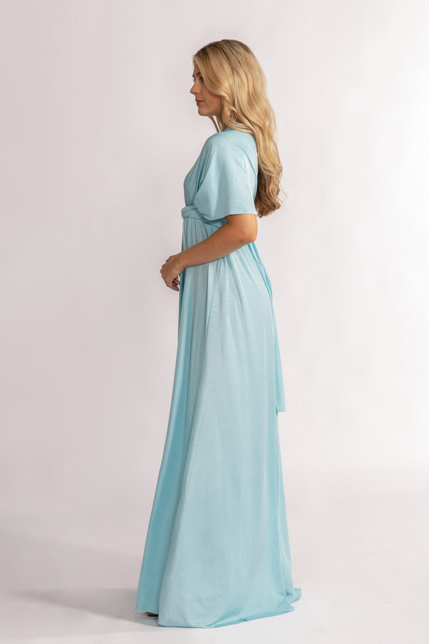 Luxe Satin A-line Multiway Infinity Dress in Light Blue
