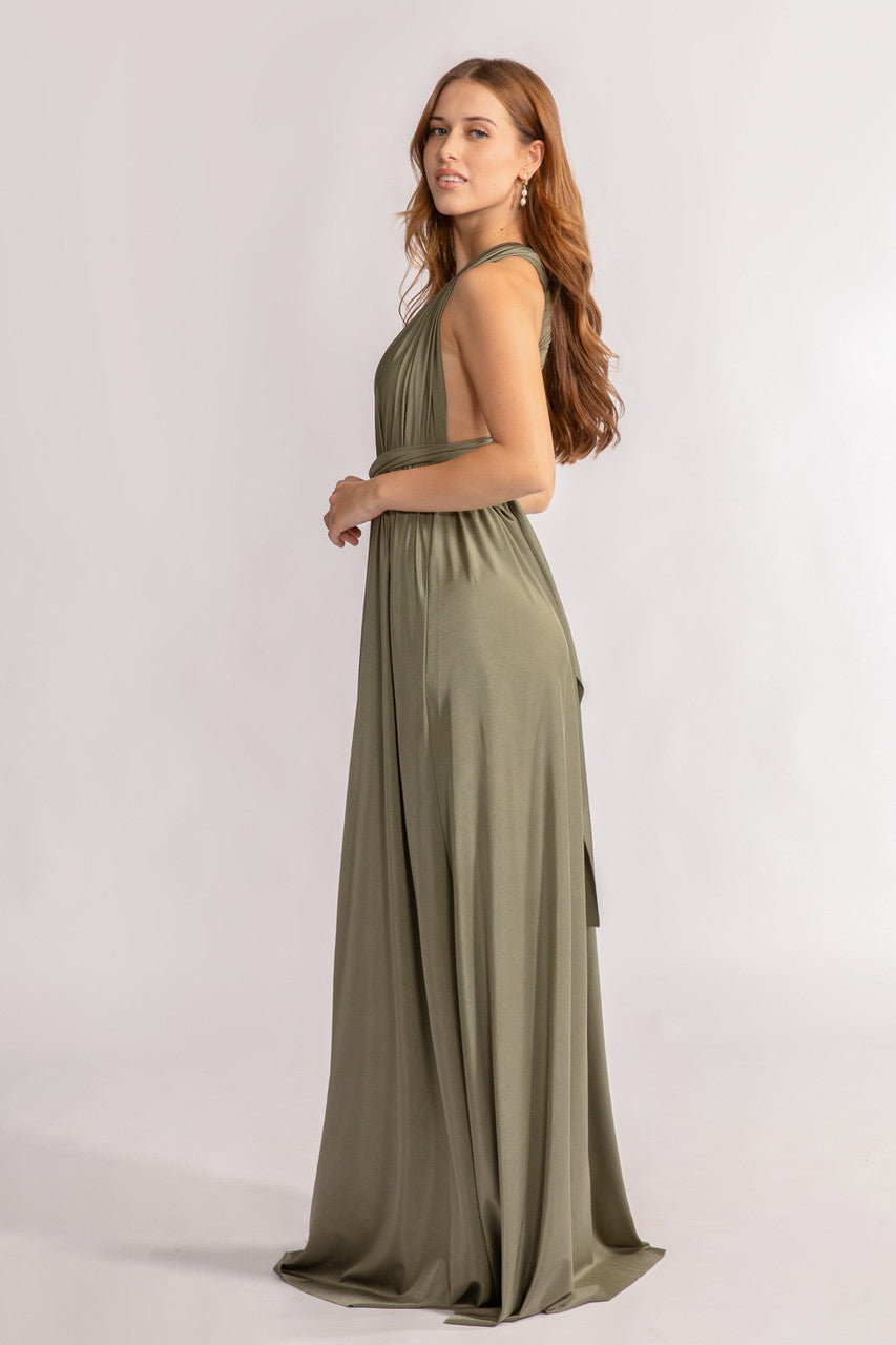 Luxe Satin A-line Multiway Infinity Dress in Moss Green | ModelChic Model Chic Luxe Satin A-line Multiway Infinity Dress in Moss Green | ModelChic Model Chic