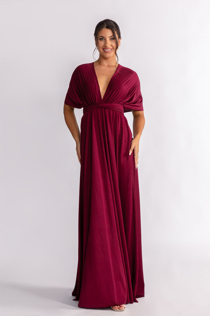 Luxe Satin A-line Multiway Infinity Dress in Mulberry