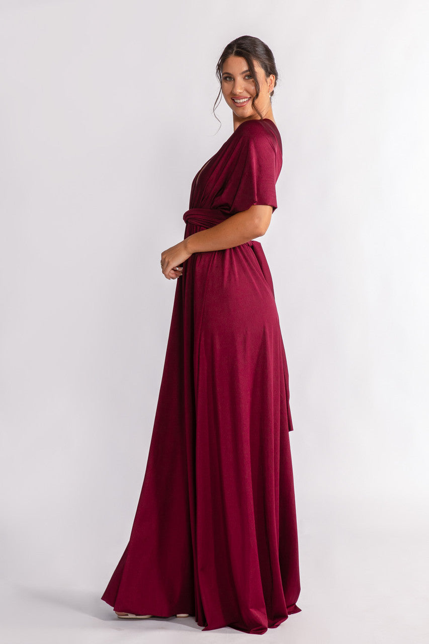 Luxe Satin A-line Multiway Infinity Dress in Mulberry