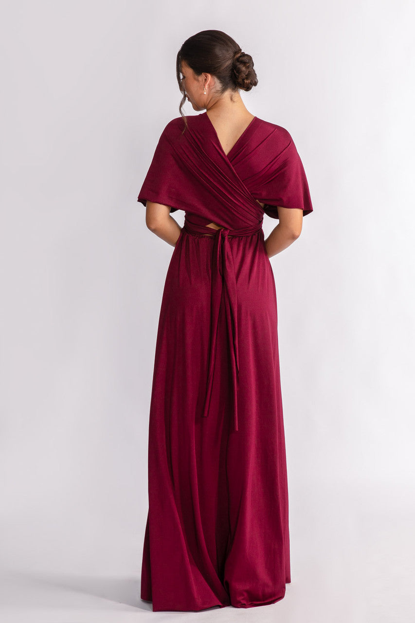 Luxe Satin A-line Multiway Infinity Dress in Mulberry