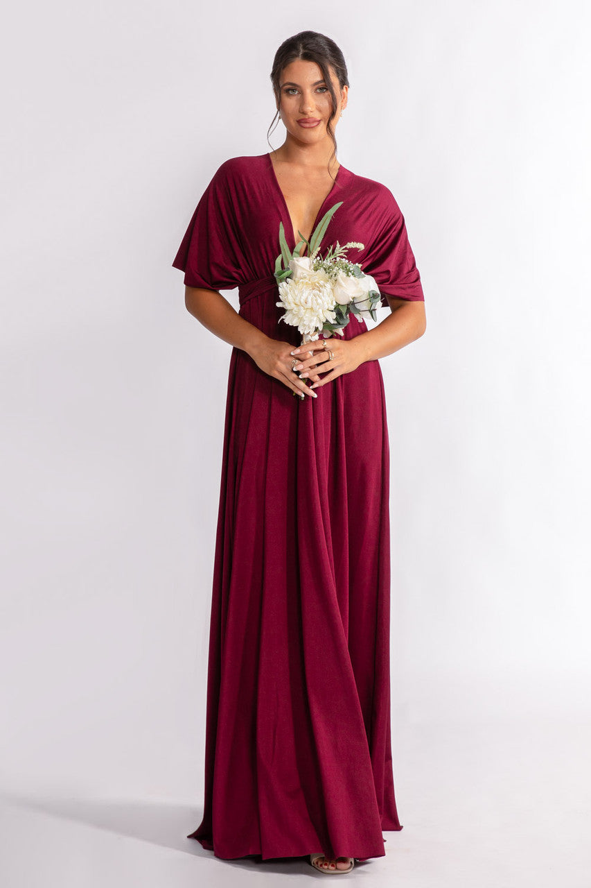 Luxe Satin A-line Multiway Infinity Dress in Mulberry