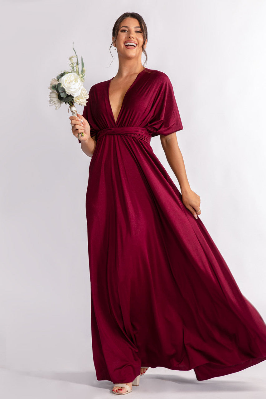 Luxe Satin A-line Multiway Infinity Dress in Mulberry