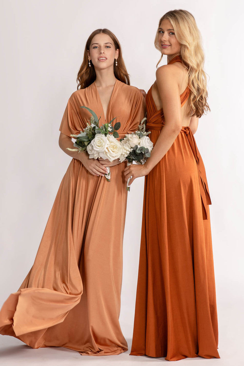 Luxe Satin A-line Multiway Infinity Dress in Copper