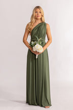 Luxe Satin Ballgown Multiway Infinity Dress in Dark Eucalyptus