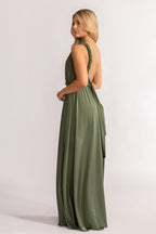 Luxe Satin Ballgown Multiway Infinity Dress in Dark Eucalyptus