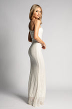 Mia One Shoulder Sequined Formal Prom Dress In White