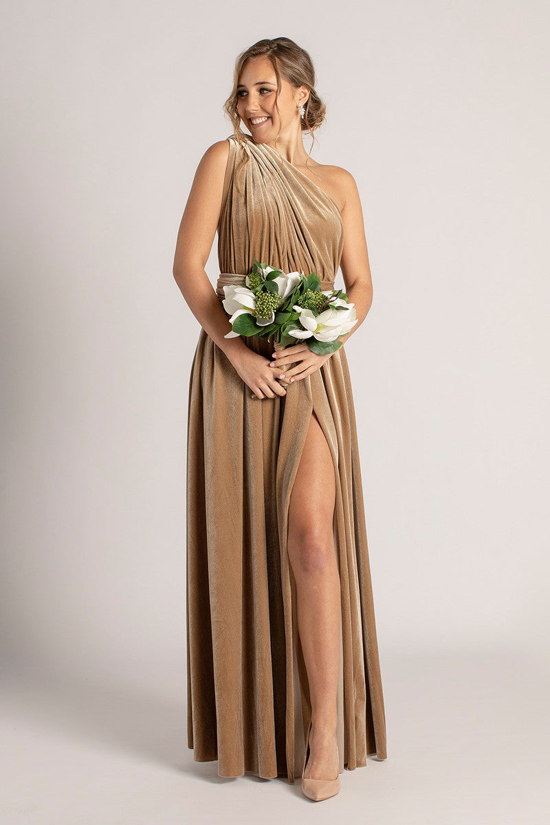 Velvet Multiway Infinity Dress in Champagne