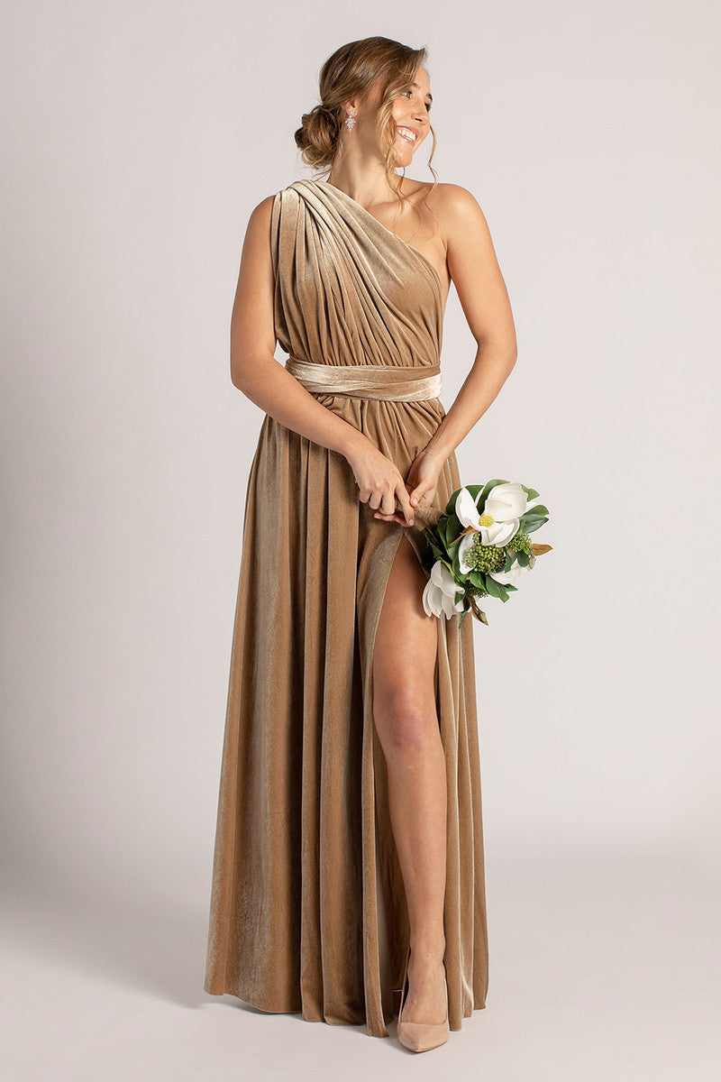Velvet Multiway Infinity Dress in Champagne