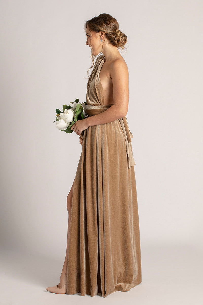 Velvet Multiway Infinity Dress in Champagne