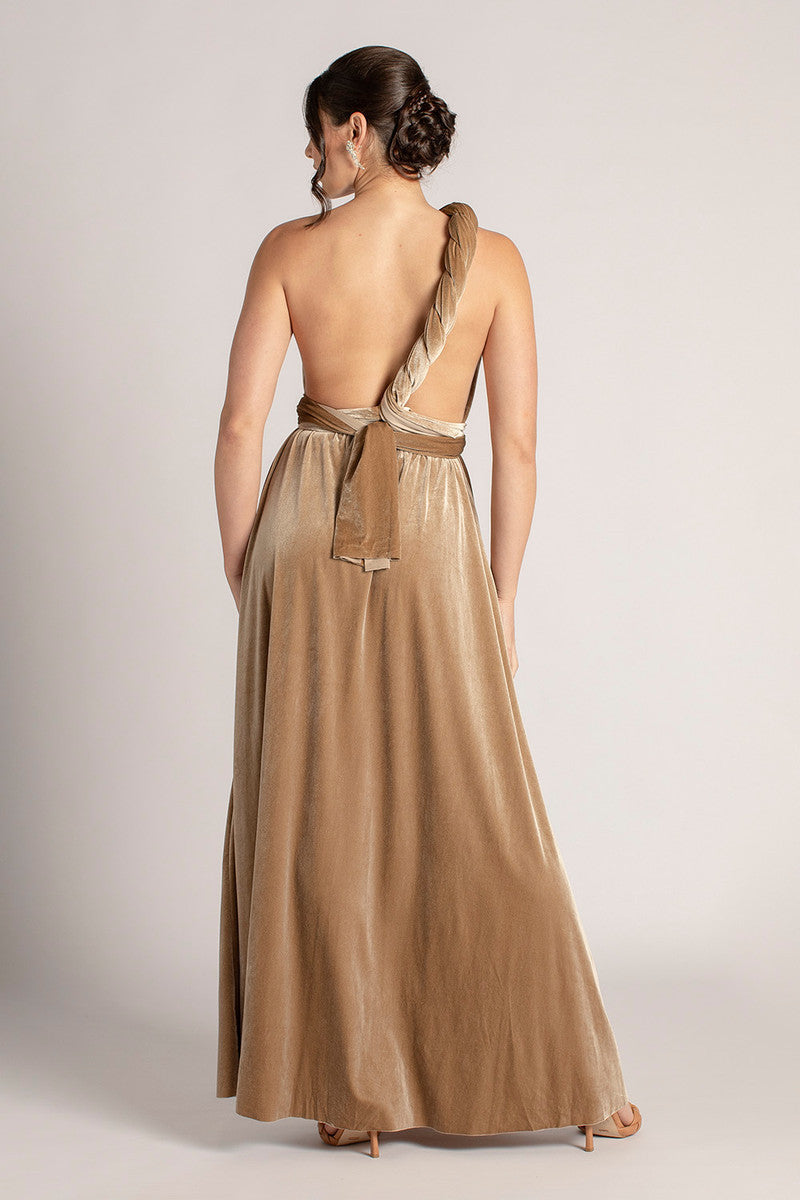 Velvet Multiway Infinity Dress in Champagne