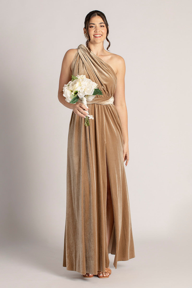 Velvet Multiway Infinity Dress in Champagne