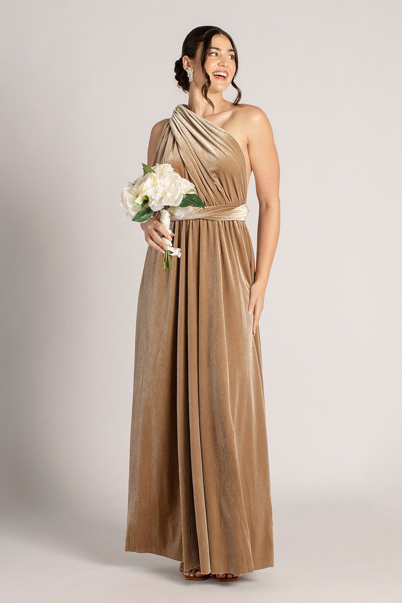 Velvet Multiway Infinity Dress in Champagne