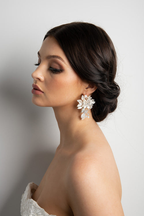 Ariyah Silver Bridal Earrings