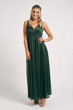 Aurora Sparkly Sleeveless Formal Dress in Emerald Green