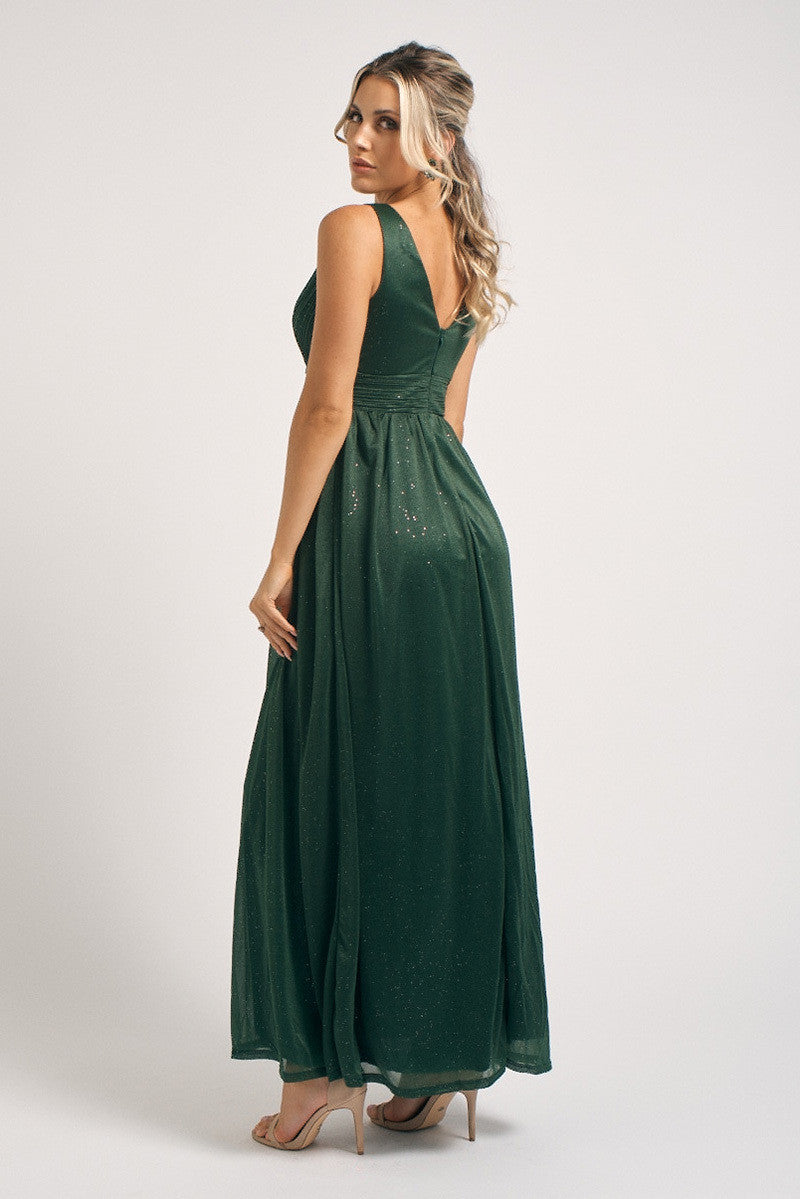 Aurora Sparkly Sleeveless Formal Dress in Emerald Green