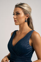 Aurora Sparkly Sleeveless Formal Dress in Navy