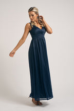 Aurora Sparkly Sleeveless Formal Dress in Navy