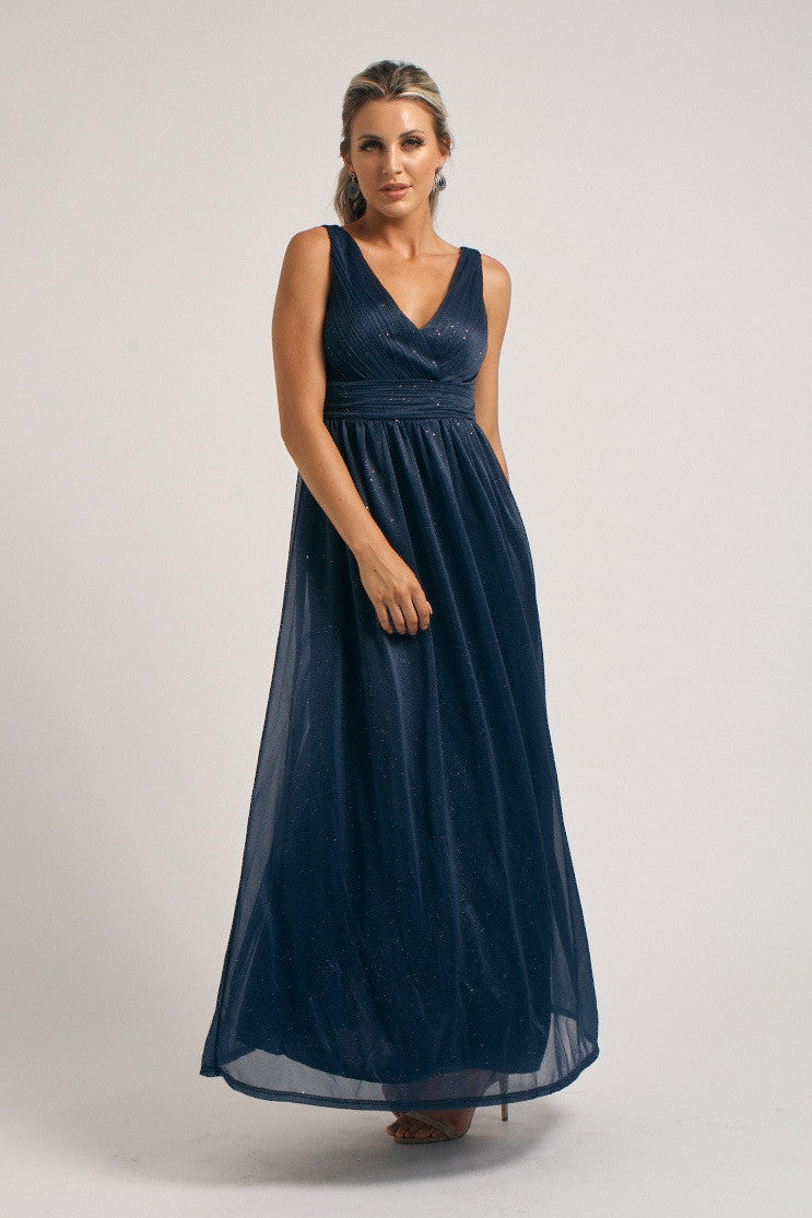 Aurora Sparkly Sleeveless Formal Dress in Navy