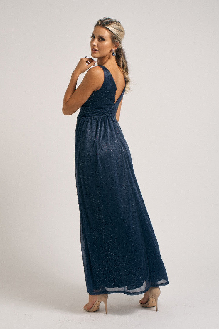 Aurora Sparkly Sleeveless Formal Dress in Navy