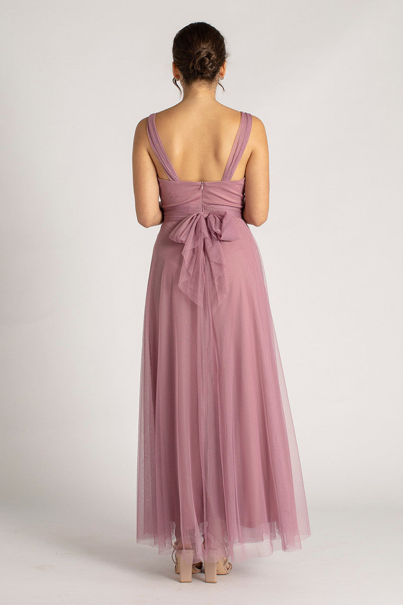 Bailey Tulle Bridesmaid Dress in Plum