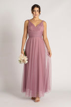 Bailey Tulle Bridesmaid Dress in Plum