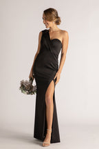 Bianca One Shoulder Formal Bridesmaids Dress in Black