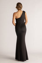 Bianca One Shoulder Formal Bridesmaids Dress in Black