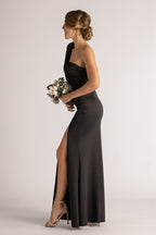 Bianca One Shoulder Formal Bridesmaids Dress in Black