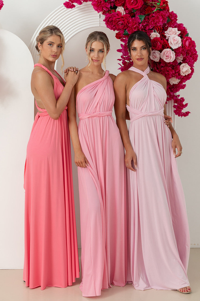 Flamingo Pink Classic Infinity Multiway Dress for formal and bridesmaids dresses