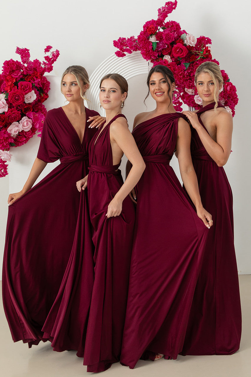 Luxe Satin A-line Multiway Infinity Dress in Mulberry