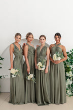 Luxe Satin A-line Multiway Infinity Dress in Dark Eucalyptus