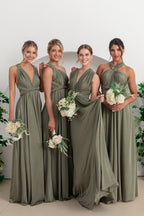 Luxe Satin A-line Multiway Infinity Dress in Dark Eucalyptus