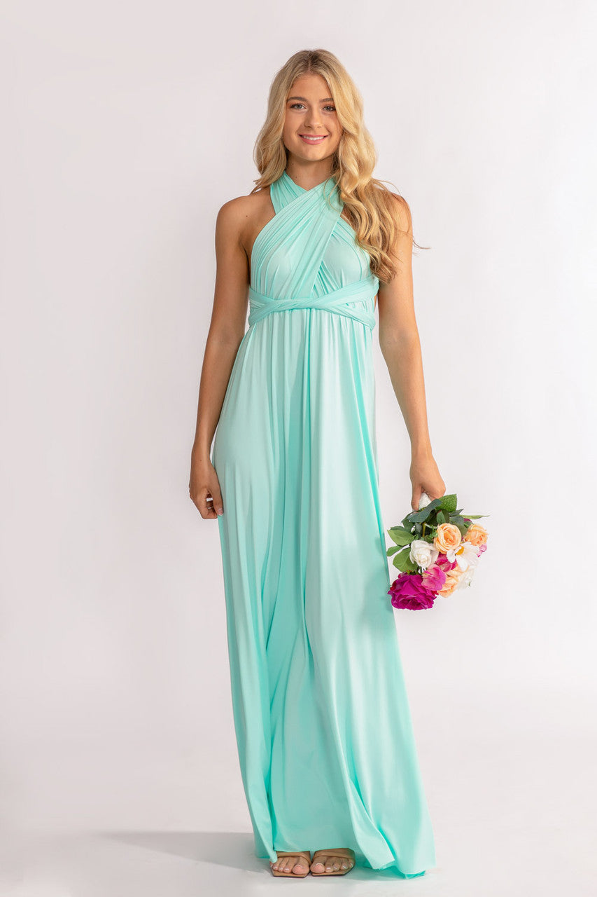 Aqua Blue Classic Infinity Multiway Dress for formal and bridesmaids dresses