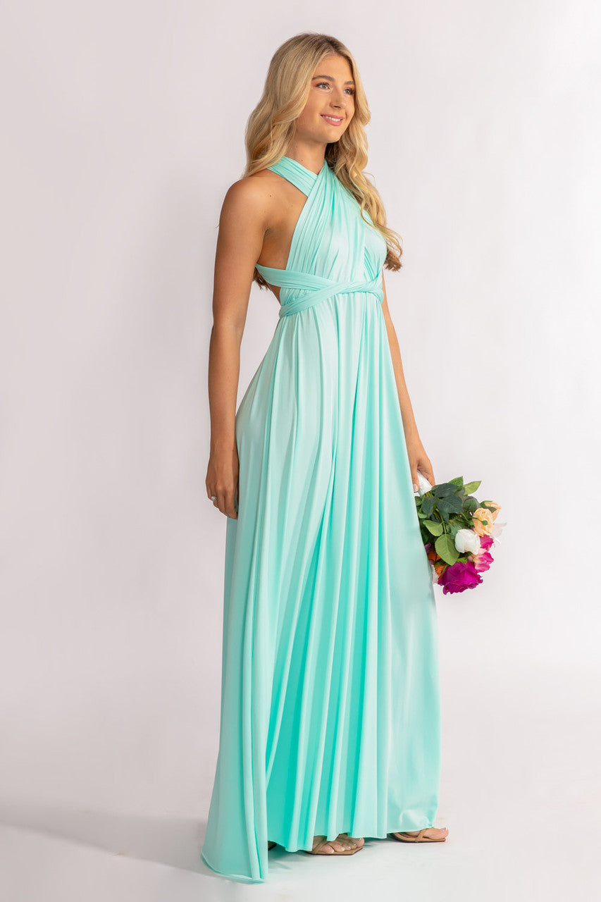 aqua blue infinity dress Multiway Convertible Long Infinity Dress 6761H Poppy / Medium